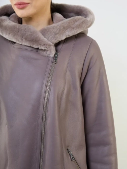 Дубленка зимняя натуральная с капюшоном авиатор пилот