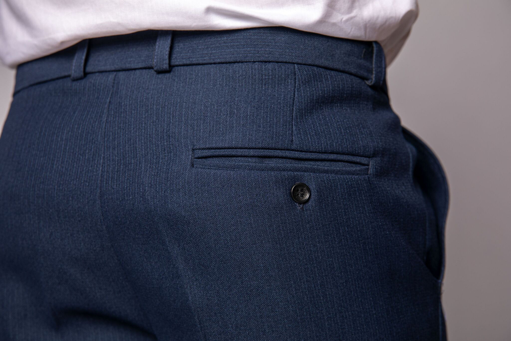 Брюки мужские зимние тёплые утеплённые синие темно-синие полосатые в полоску демисезонные осенние весенние классические классика теплые шерстяные полушерсть костюмные офисные строгие деловые прямые 48 размер L XL