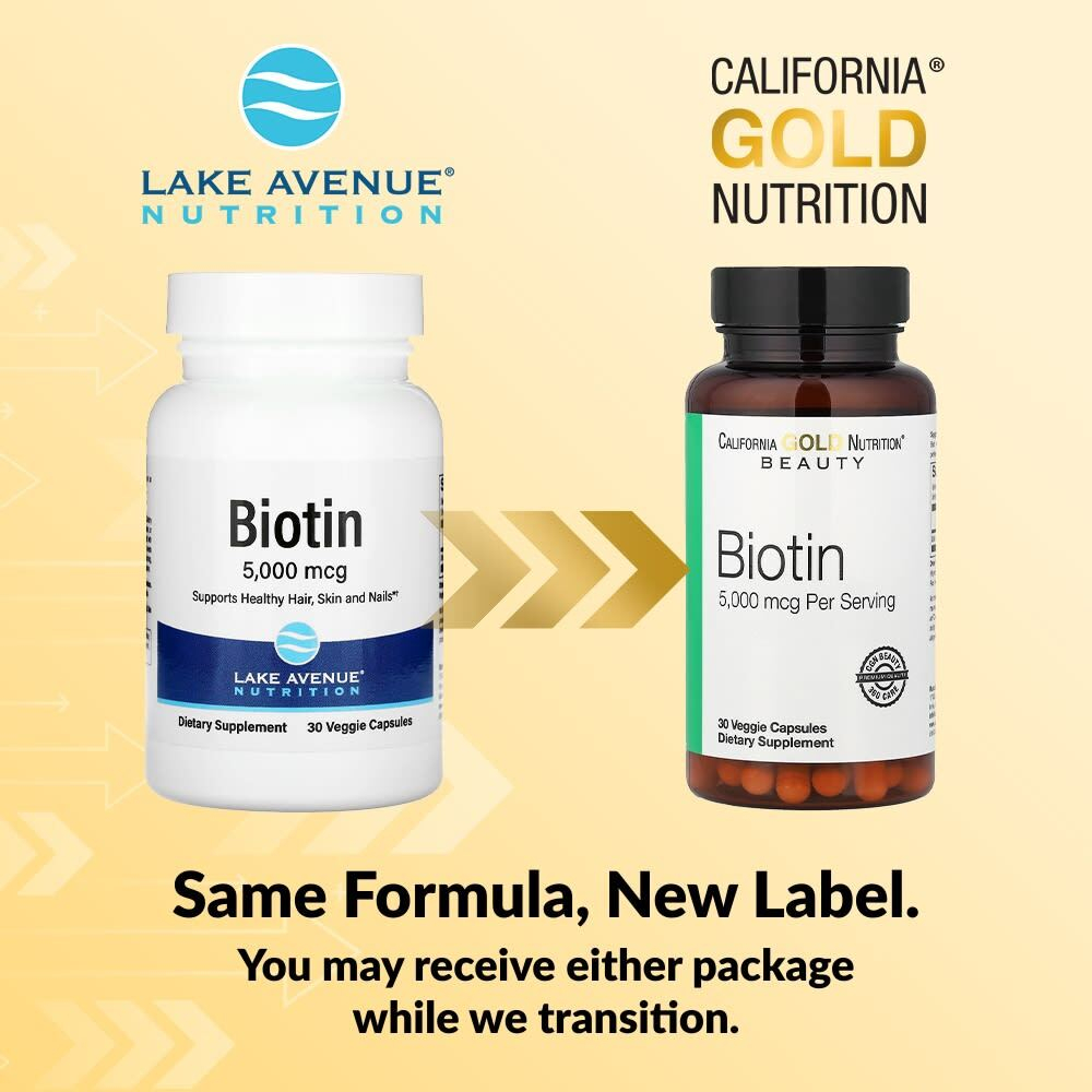 California Gold Nutrition, биотин, 5000 мкг, 30 растительных капсул