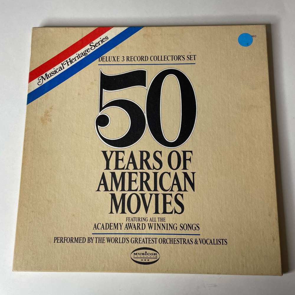 Винтажная виниловая пластинка LP Сборник Музыка Из Американских Фильмов 50 Years Of American Movies (USA 1977) (Star Wars, Gonna Fly Now, Moon River)