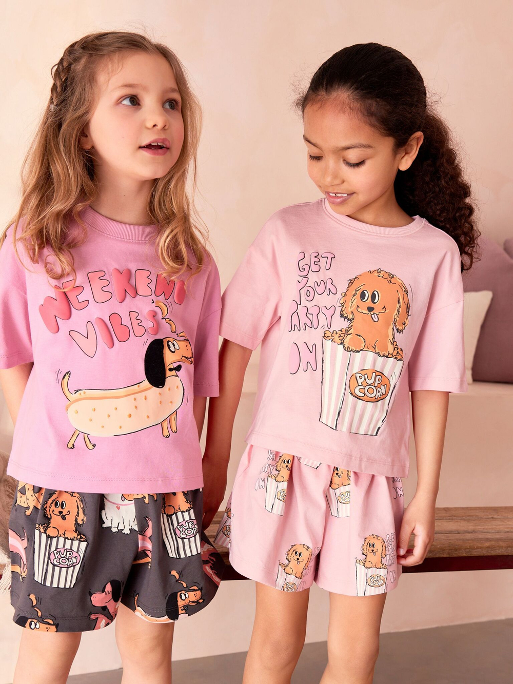 Пижама для девочки Next 855-827, 3 шт., Темно-серый, Розовый