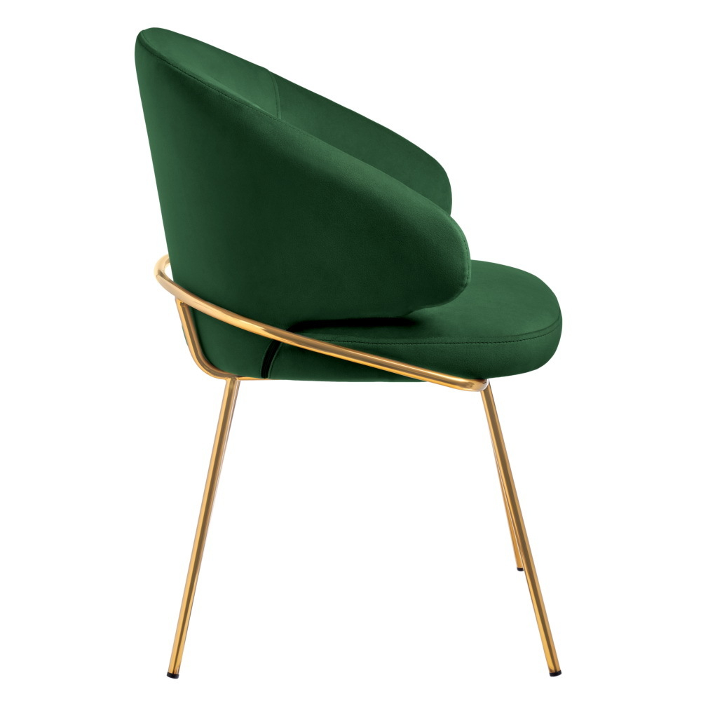 Стул-полукресло Emil зеленый с золотыми ножками