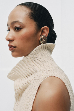 ZARA МАКСИ-СЕРЬГИ-КАФФЫ СО СТРАЗАМИ, ЗОЛОТИСТЫЙ