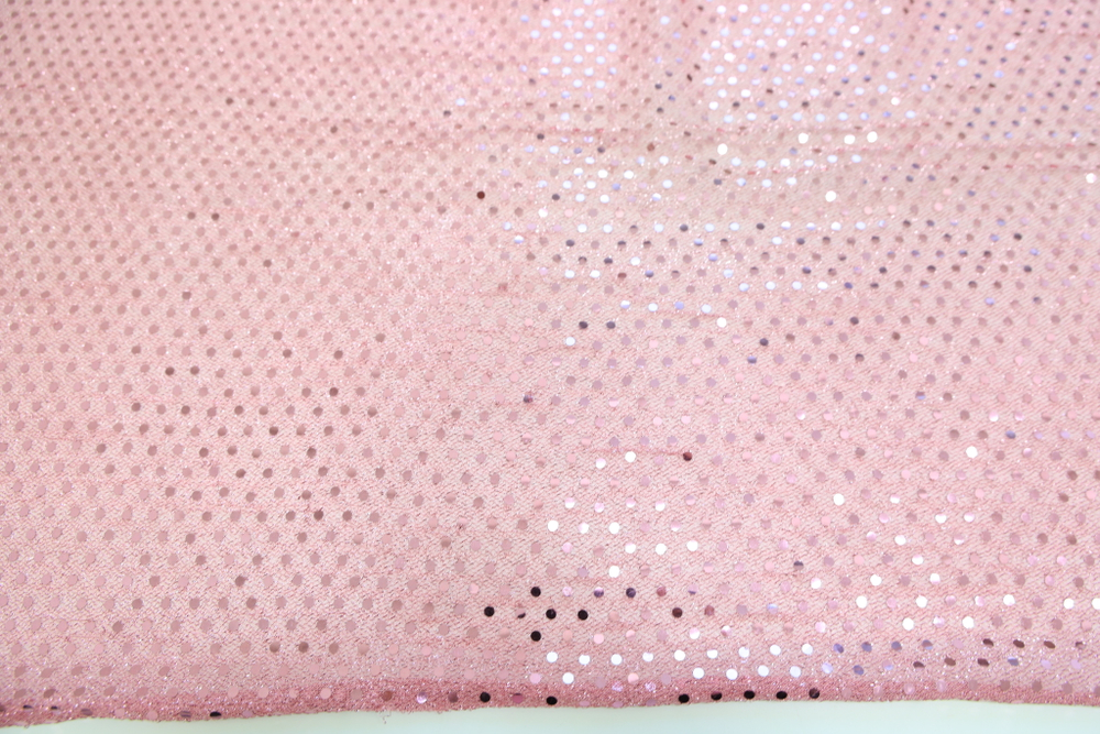 Трикотаж с пайетками светло-розовый