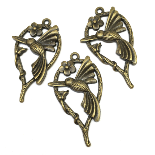 Подвеска "Колибри" 42х25 мм, под бронзу