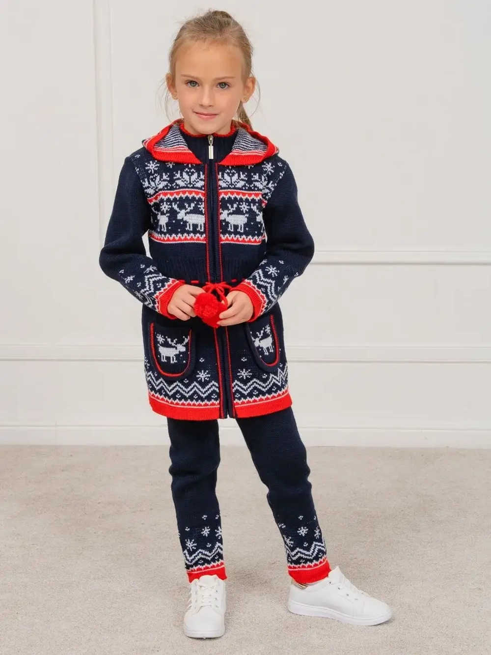 Кардиган вязаный на молнии для девочки