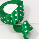 Лента Атласная 3,8см х 28м Сатин горох (Зеленый)