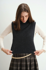 Манишка из кашемира с мериносом цвета графит ПРЕДЗАКАЗ