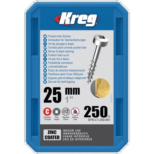 Шурупы с крупным шагом, 25 мм, 250 шт Kreg SPS-C1-250-INT