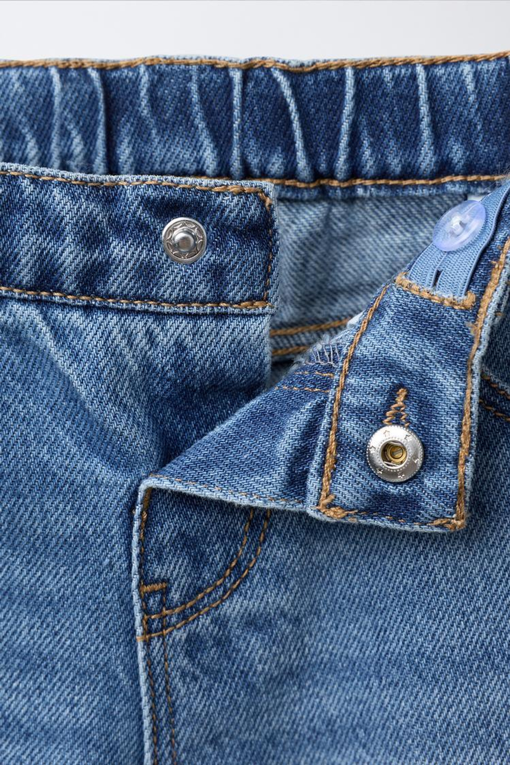 ZARA ДЖИНСЫ-КЮЛОТЫ С КРУЖЕВОМ, СИНИЙ