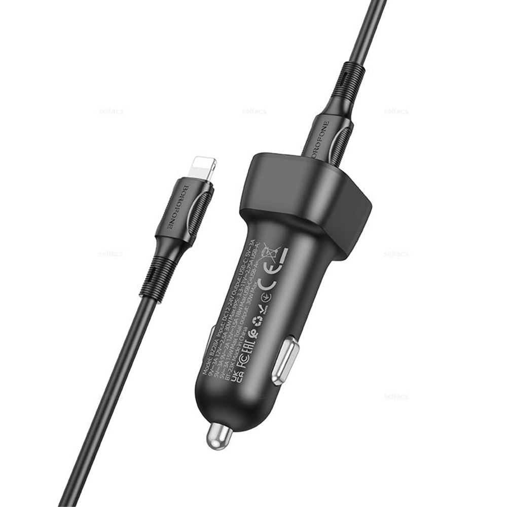 Автомобильное зарядное устройство для Lightning Borofone BZ28A PD30W QC3.0 (black)