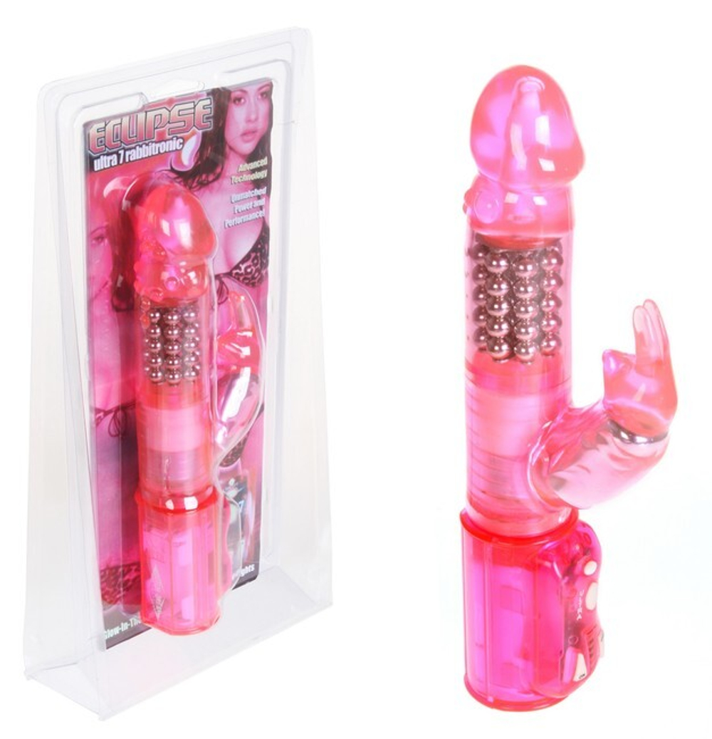 Вибратор с шариками ротационный Eclipse Ultra7 Rabbitronic (Цвет: розовый)