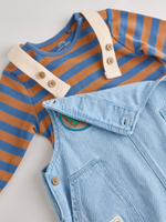 Джинсовый комбинезон и боди в комплекте для малышей Next N22-275, Синий, Оранжевый