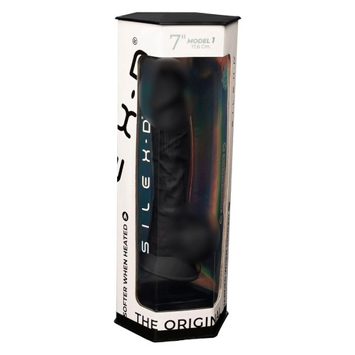 Черный фаллоимитатор 17,6см на присоске с мошенкой SilexD Premium Silicone Dildo 7" Model 1