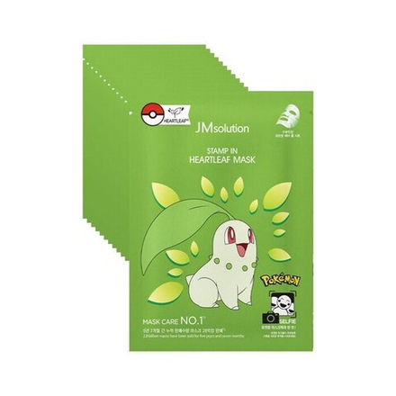 JMsolution Тканевая маска с экстрактом хауттюйнии (Чикорита) STAMP IN HEARTLEAF MASK POKEMON, 1шт.