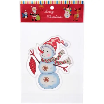 Наклейка на стекло «Снеговик с игрушкой» 15*20 см