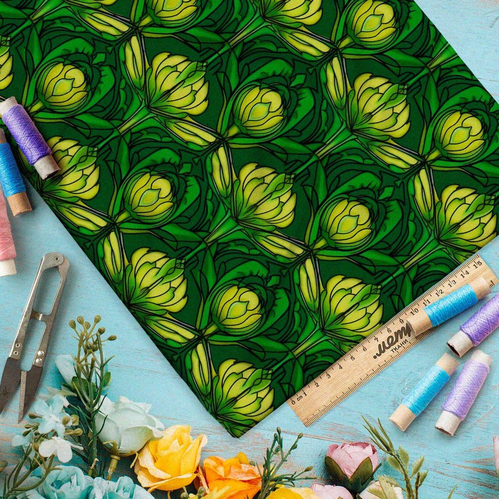 Ткань Барби зеленая аркада