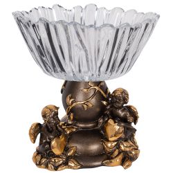 Фруктовница Мерси Бронза со стеклянной чашей Аврора