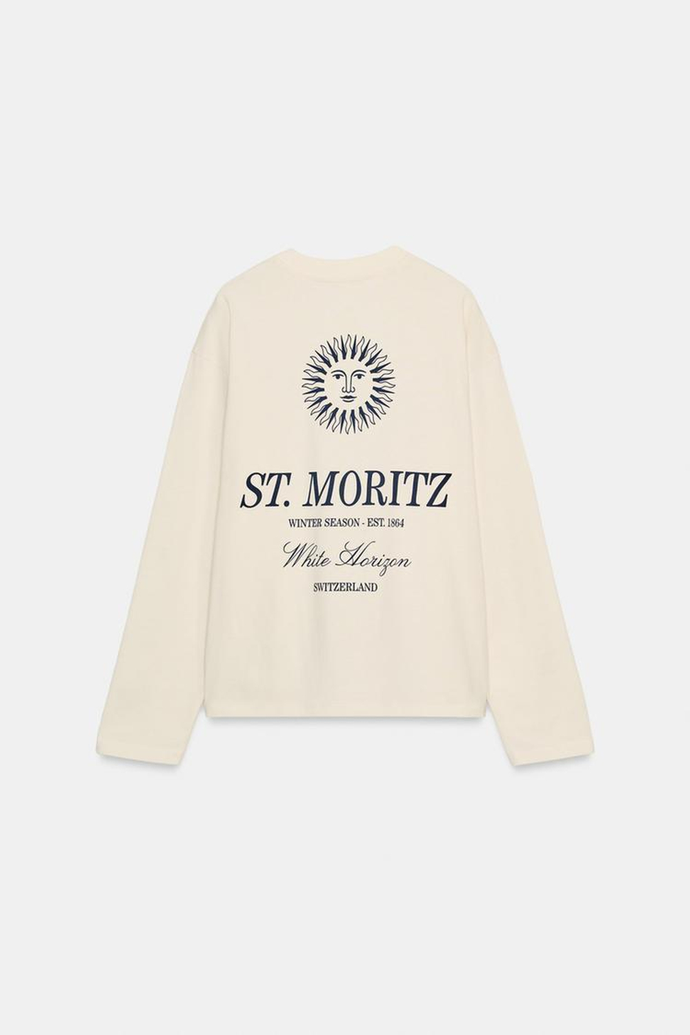 ZARA ФУТБОЛКА ST. MORITZ® С ДЛИННЫМИ РУКАВАМИ, ЭКРЮ