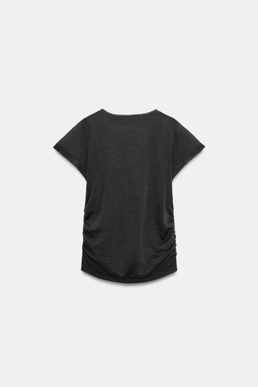 ZARA ТРИКОТАЖНЫЙ ТОП СО СБОРКАМИ, МОРСКОЙ ТЕМНО-СИНИЙ