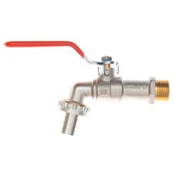 Кран шаровой латунный РИДАН BVR-CR DN25 PN10 c наружной резьбой и насадкой под шланг, рычаг