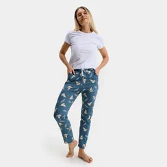 Брюки женские с принтом, цвет голубой, размер 46