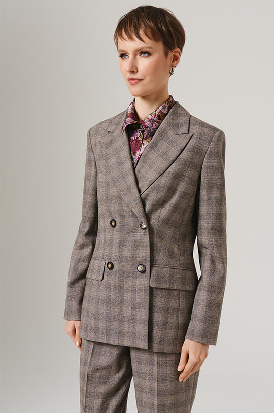 1889 Жакет женский (бежево-коричневая клетка)