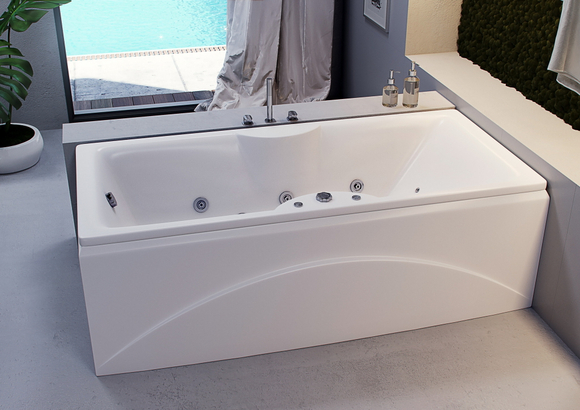 Акриловая ванна Aquatek Феникс 180x85, с Гидромассажем, с каркасом, с фронтальной панелью, со сливом-переливом