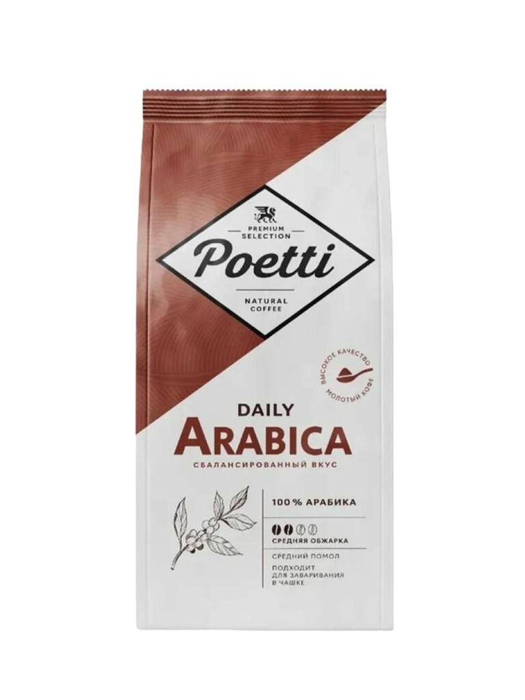 Кофе молотый Poetti Daily Arabica 250 г, 4 шт