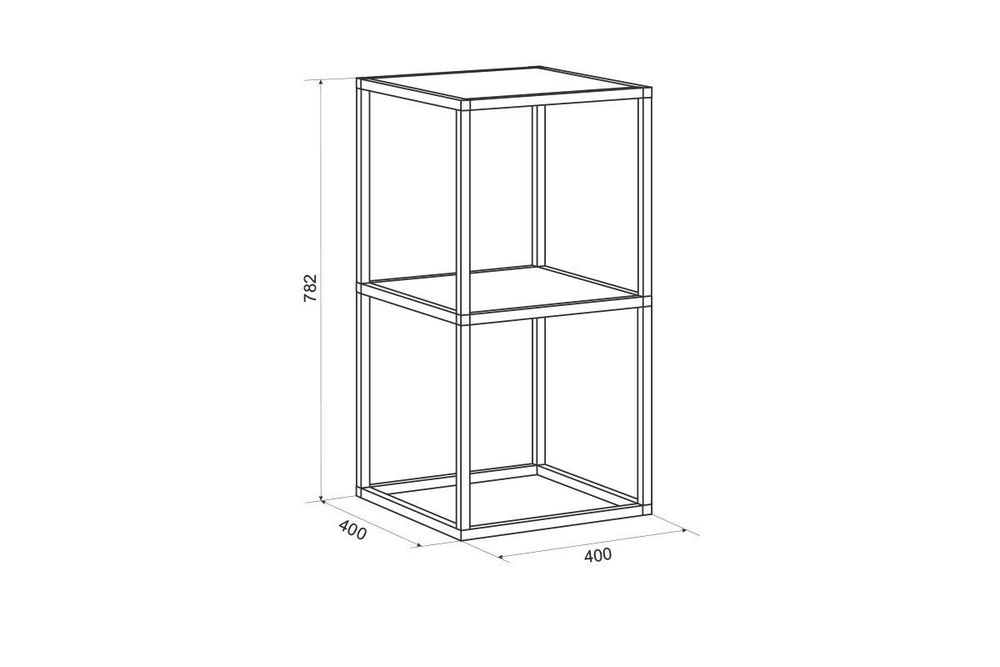 Стеллаж Куб 2, (400х400х782) (черный муар/дуб сонома), ЛДСП 16 мм, Мебельсон