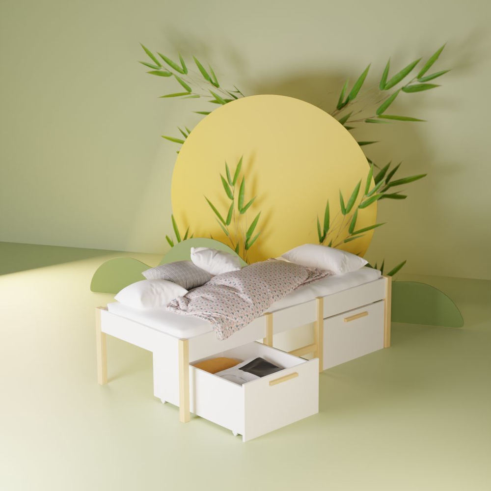 Комплект выдвижных ящиков под кровать Ами с уникальной сосновой ручкой, 2 шт