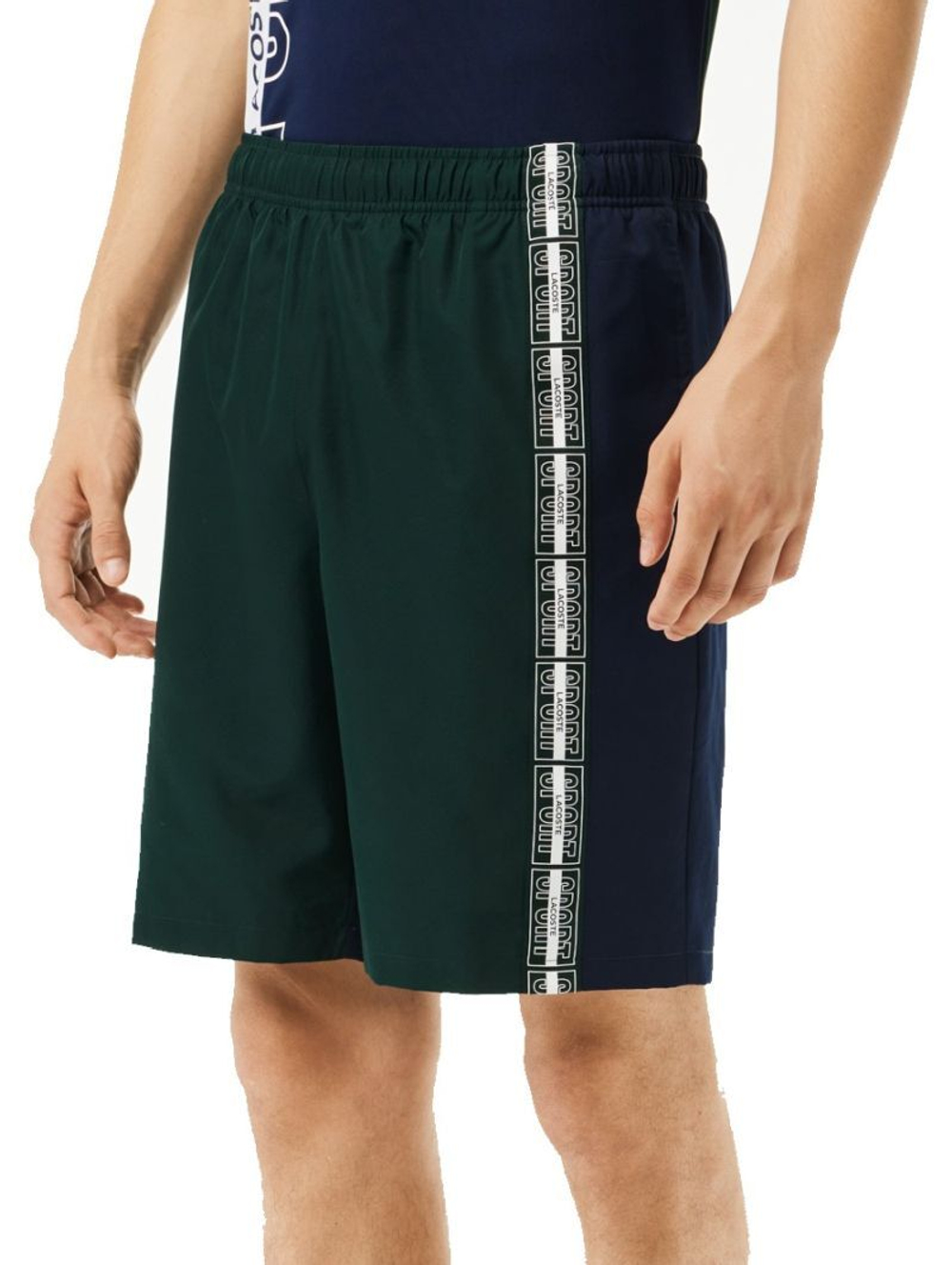 Мужские теннисные шорты Lacoste Recycled Fiber Shorts - green/navy blue/white