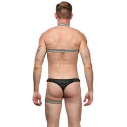 Мужской костюм "Танцор" 3 в 1: черные тонги, бежевые портупея и подвязка LaBlinque LB15707