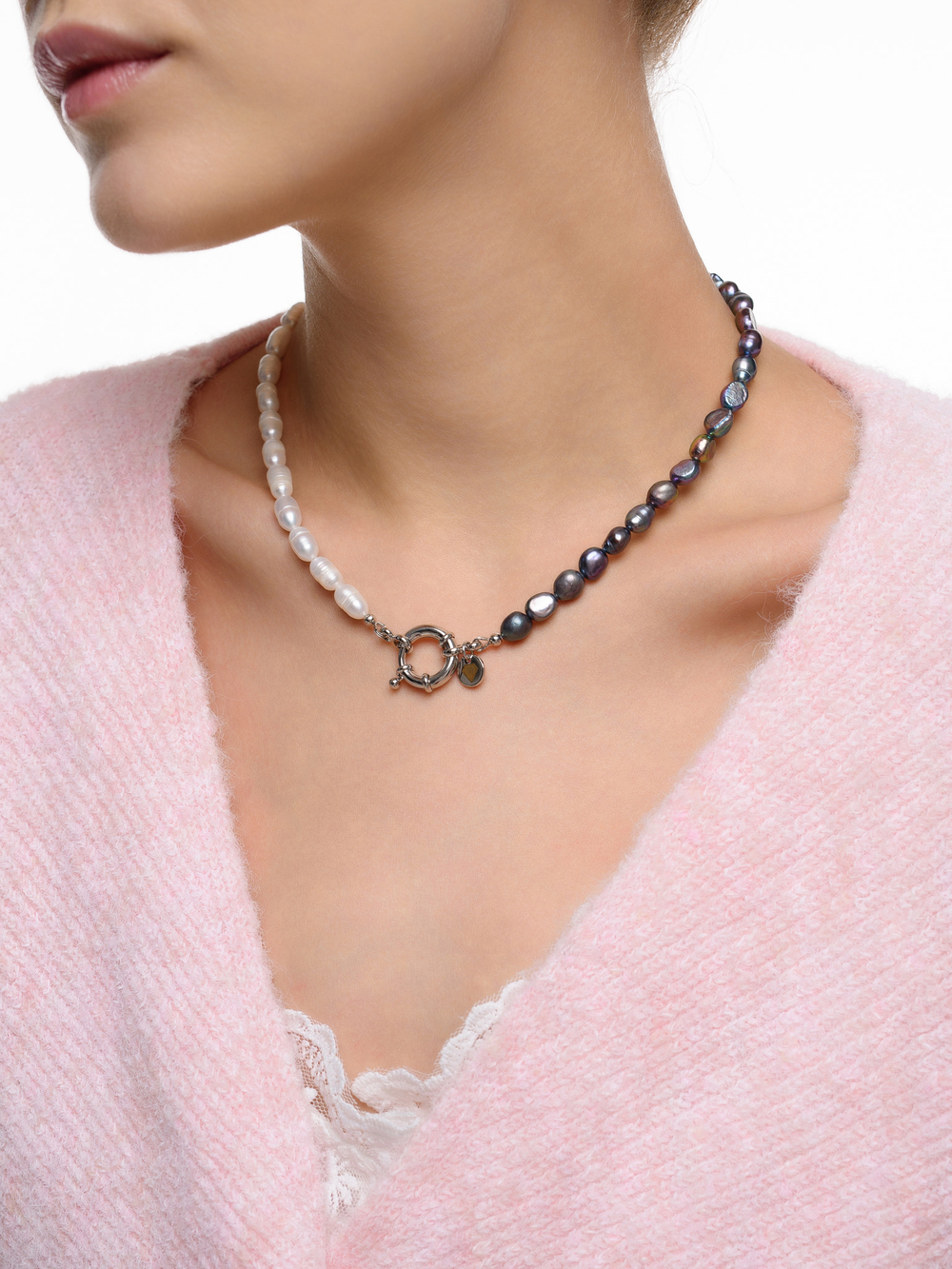 Колье "Petrol white half" Silver