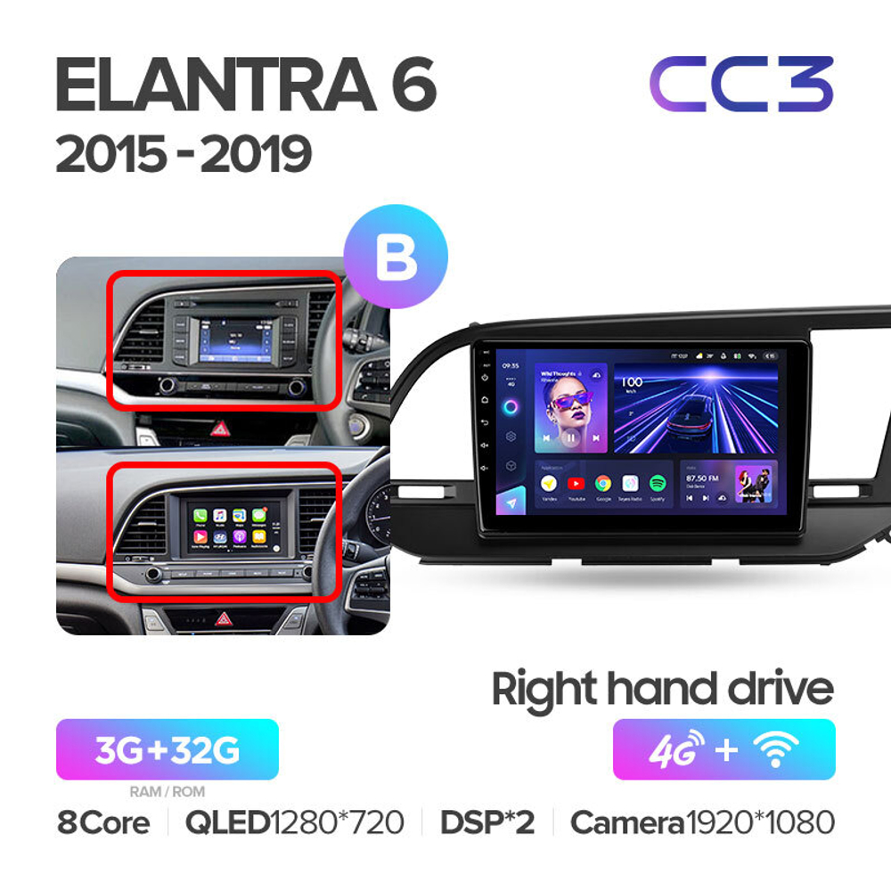 Teyes CC3 9" для Hyundai Elantra 6 2015-2019 (прав)