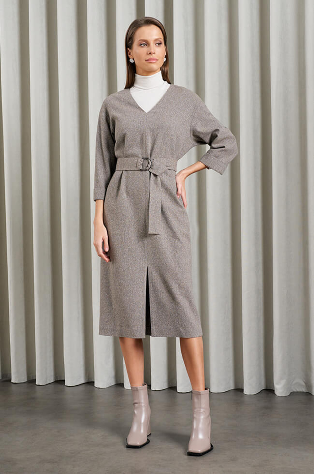 51512 Платье женское (пепельно-бежевый меланж)