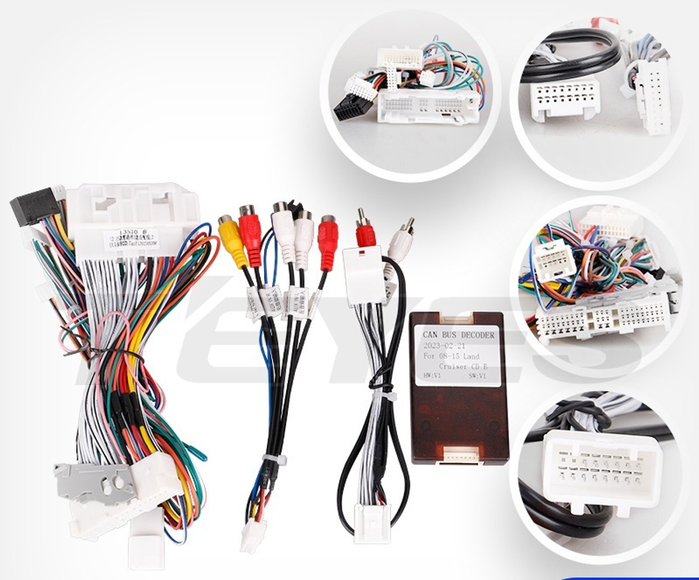 Комплект рамки с разъёмами 10" Toyota Land Cruiser 200 2007-2015 климат на экране ШГУ + адаптер штатных камер, физ. кнопки снизу - Car-Smart 9006-10+LVDS