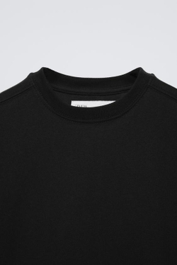 ZARA ОДНОТОННАЯ ФУТБОЛКА, ЧЕРНЫЙ
