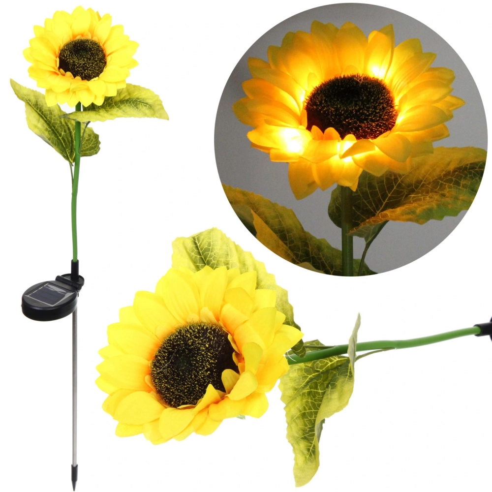Светильник на солн.батарее (фигура на спице с подсветкой) «Подсолнух» 73 см, Желтый (свечение тепл.белый)