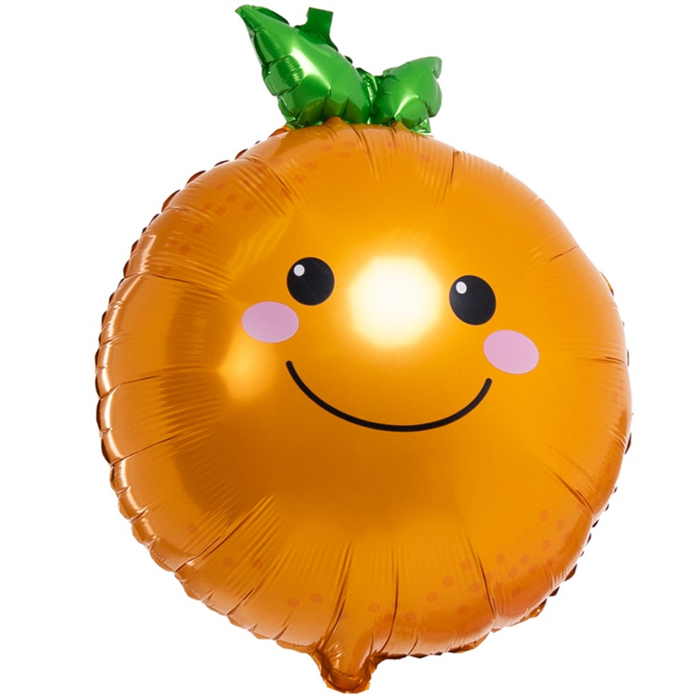 Шар Фольгированный Апельсин с листиком (Оранжевый)