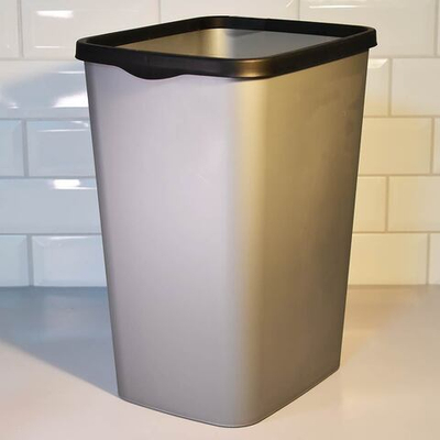 Ведро для мусора 20л с фиксатором "Tandem", серый металлик/черный