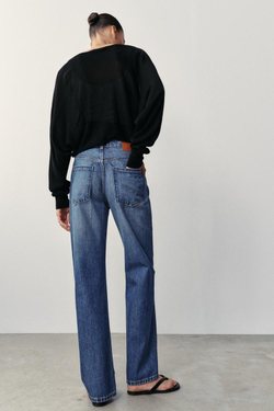 ZARA ДЖИНСЫ Z1975 REGULAR FIT LONG LENGTH С ВЫСОКОЙ ПОСАДКОЙ, СИНИЙ