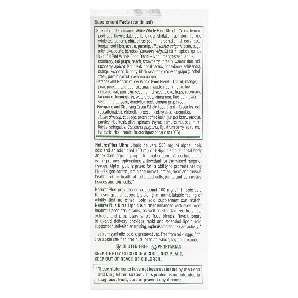 NaturesPlus, Ultra Lipoic, 60 мини-таблеток