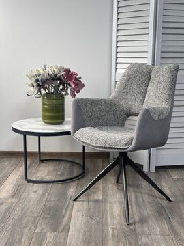 Стул ДАВЕН (DAVEN) 360 град, цвет СЕРЫЙ RIELY-450 / G1038-04 , ткань /ТЕМНО-СЕРЫЙ каркас