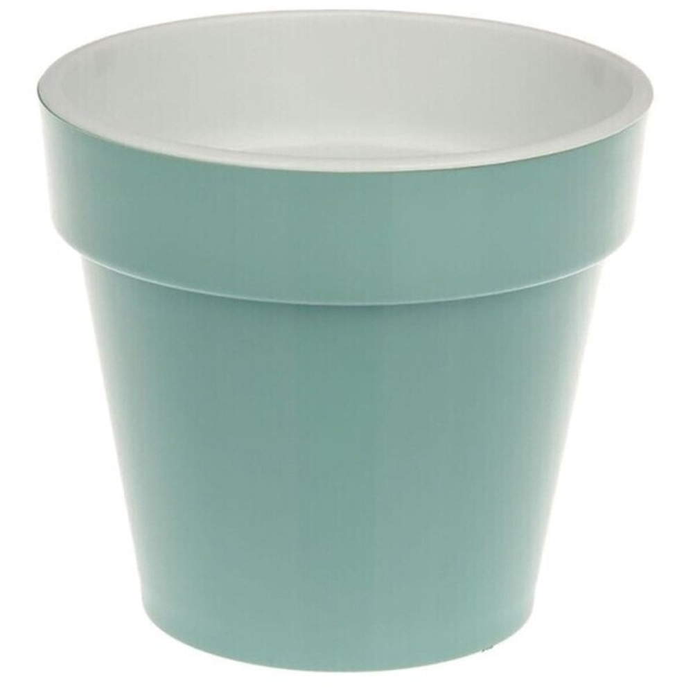 Кашпо для цветов пластиковое 6л d-23см «Порто» со вставкой нефритовый