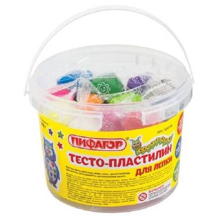 Масса для лепки Пифагор 12цв. по 30гр. в пластиковой банке