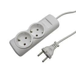 Удлинитель сетевой, ГОСТ, ПВС 2*0,75, 2 гнезда, 3м, сертифицированный, белый
