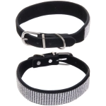 Ошейник для собак и кошек со стразами «#на стиле», цвет черный, 2см, размер M, 30*35см (лейбл)