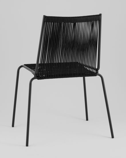 Стул уличный обеденный Lion черный из металла и шнура