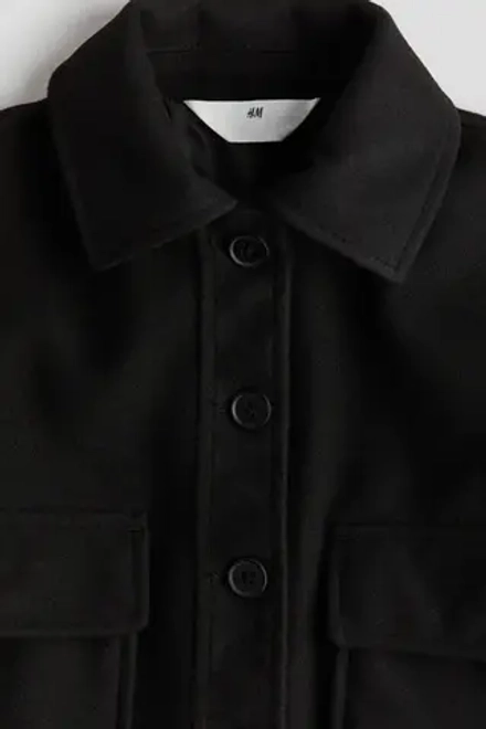 H&M Куртка-рубашка из фетра, черный